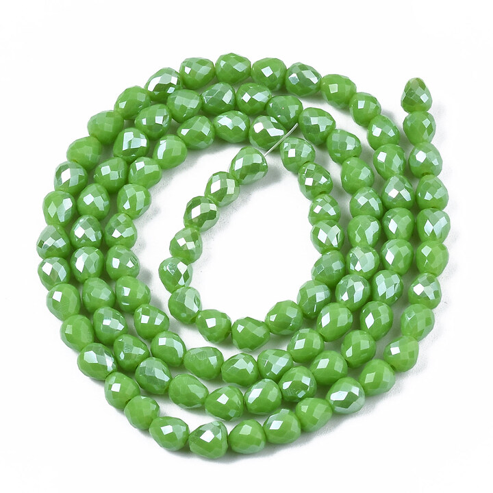 Margele cristal placate AB lacrima 4,5x4,5mm (sirag) - verde