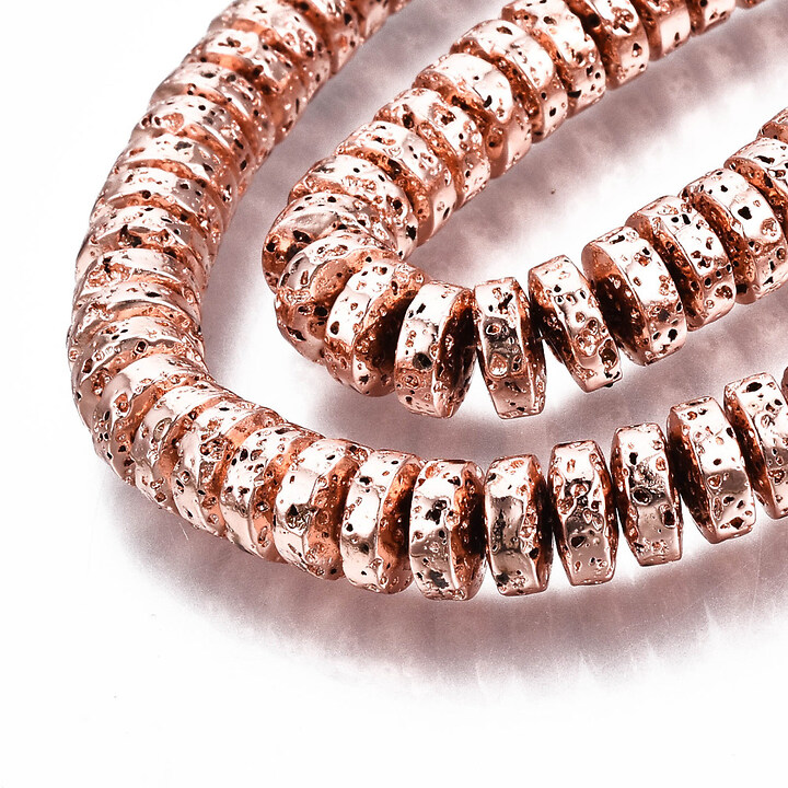 Margele margele Heishi lava electroplacata rondele 4x8mm (sirag) - rose gold