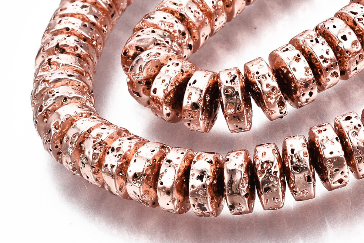 Margele margele Heishi lava electroplacata rondele 4x8mm (sirag) - rose gold