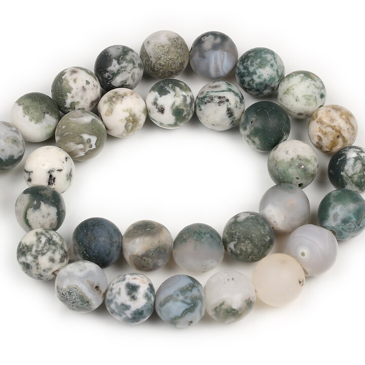 Margele Tree Agate frosted (mat) sfere 12mm (sirag)