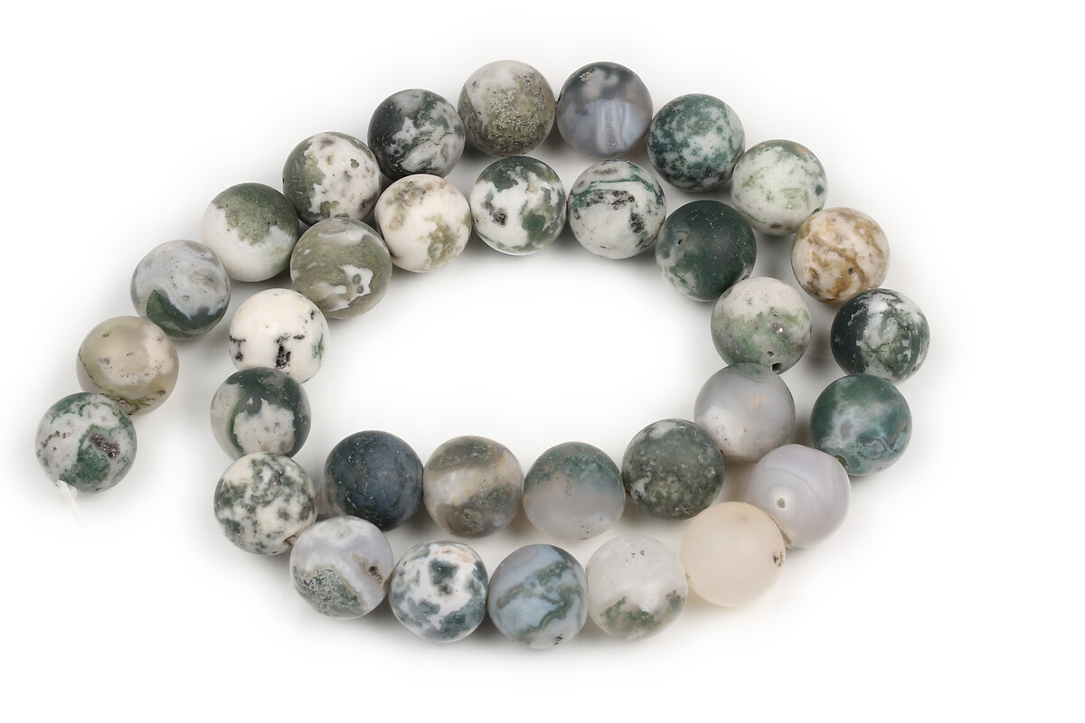 Margele Tree Agate frosted (mat) sfere 12mm (sirag)