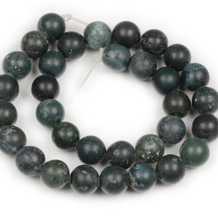 Margele Moss Agate frosted (mat) sfere 12mm (sirag)