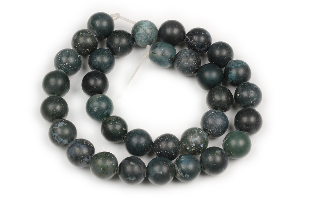 Margele Moss Agate frosted (mat) sfere 12mm (sirag)