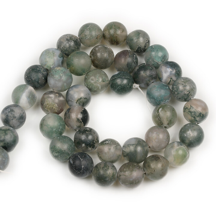 Margele Moss Agate frosted (mat) sfere 10mm (sirag)