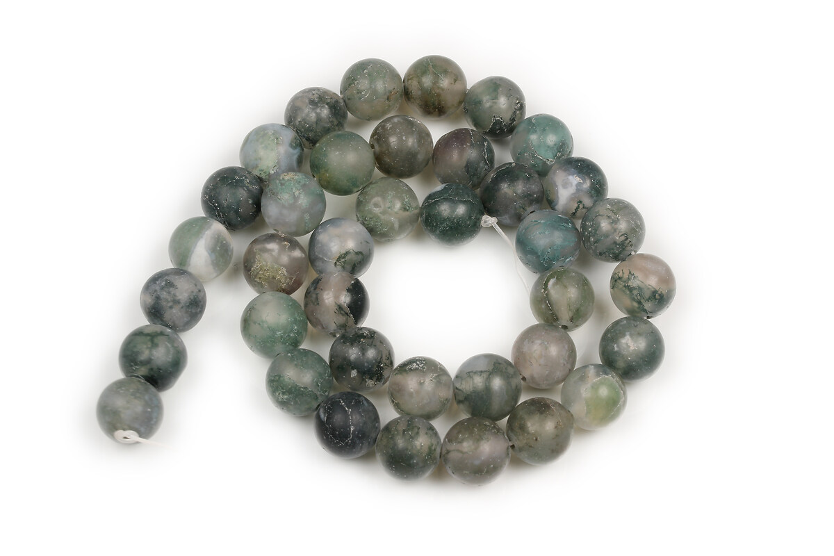 Margele Moss Agate frosted (mat) sfere 10mm (sirag)