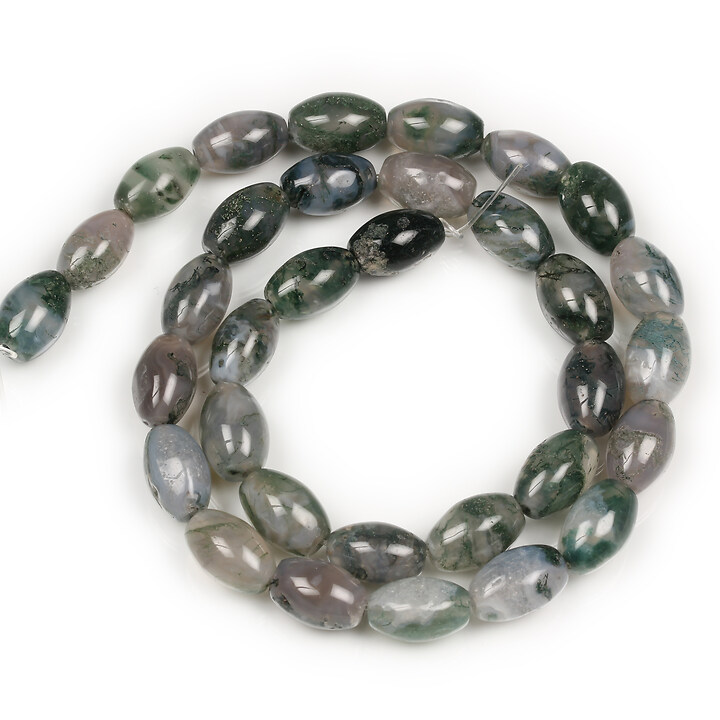 Margele Moss Agate bob de orez 12-8mm (sirag)