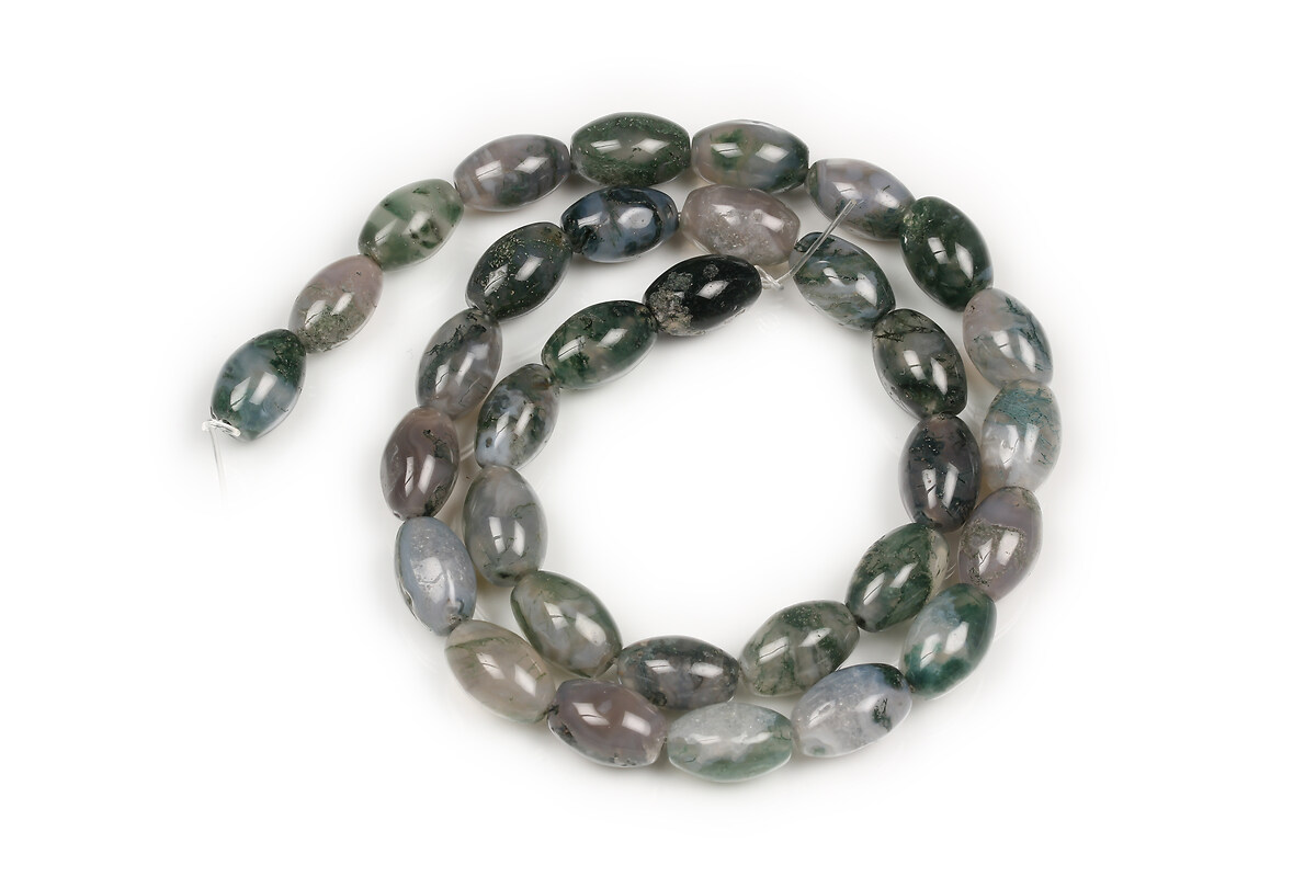 Margele Moss Agate bob de orez 12-8mm (sirag)