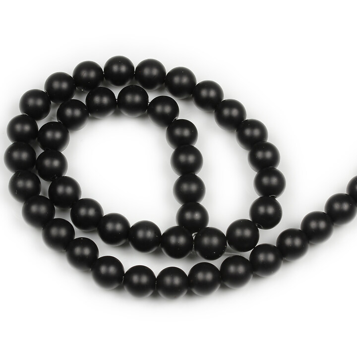 Margele agate negre mate (frosted) sfere 8mm (sirag)