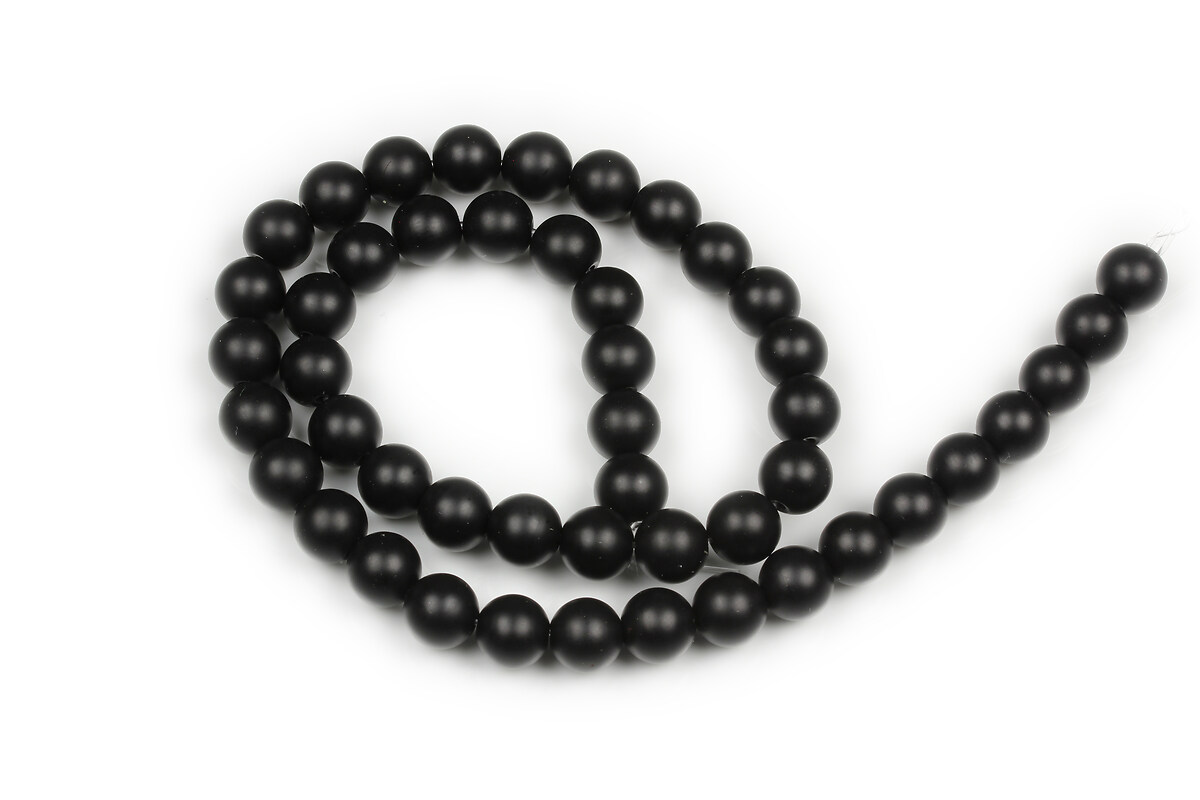 Margele agate negre mate (frosted) sfere 8mm (sirag)