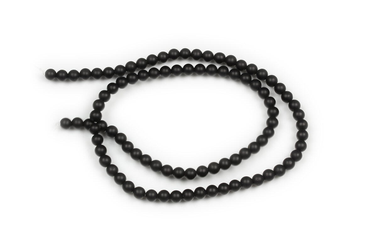 Margele agate negre mate (frosted) sfere 4mm (sirag)