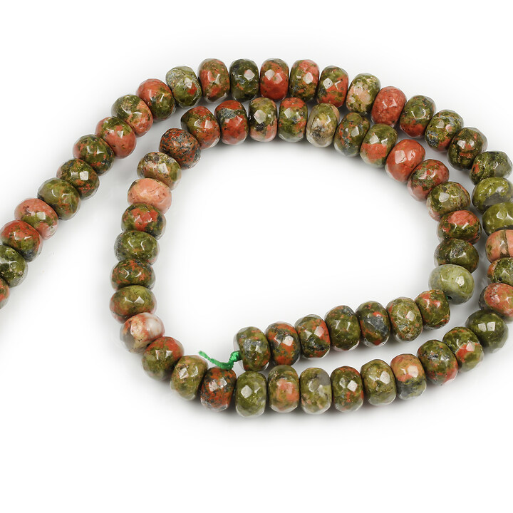 Margele unakite rondele 5x8mm (sirag)