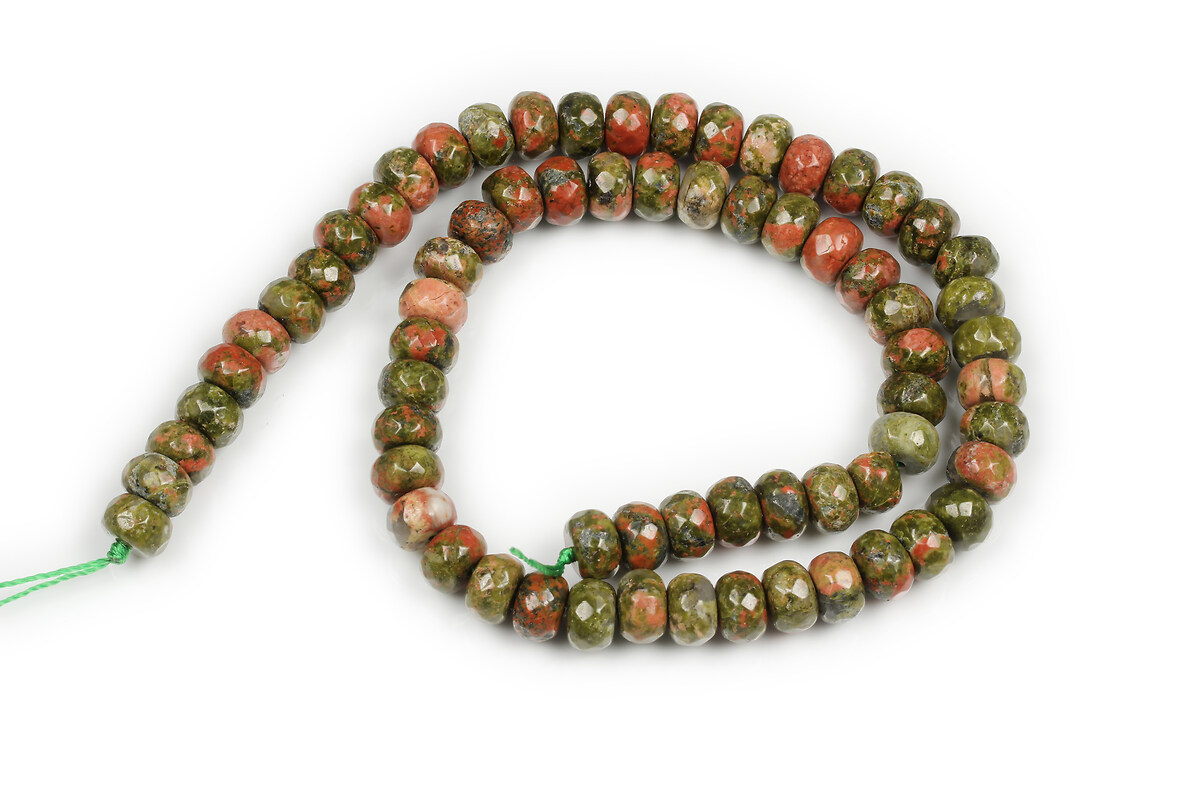 Margele unakite rondele 5x8mm (sirag)