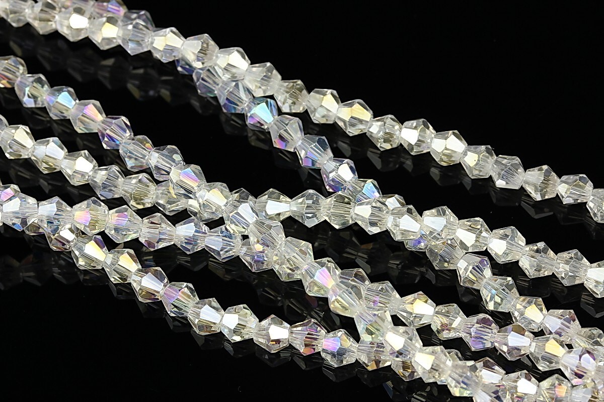 Margele cristal biconic 4mm (sirag) - alb AB