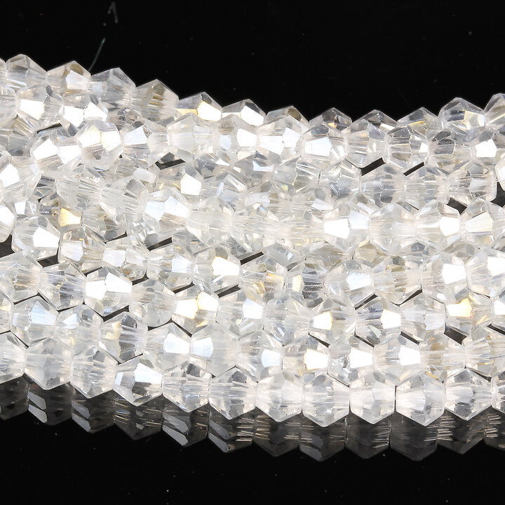 Margele cristal biconic 4mm (sirag) - alb transparent luster