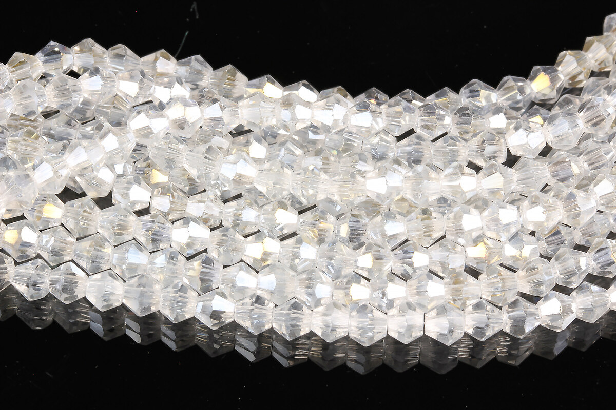 Margele cristal biconic 4mm (sirag) - alb transparent luster