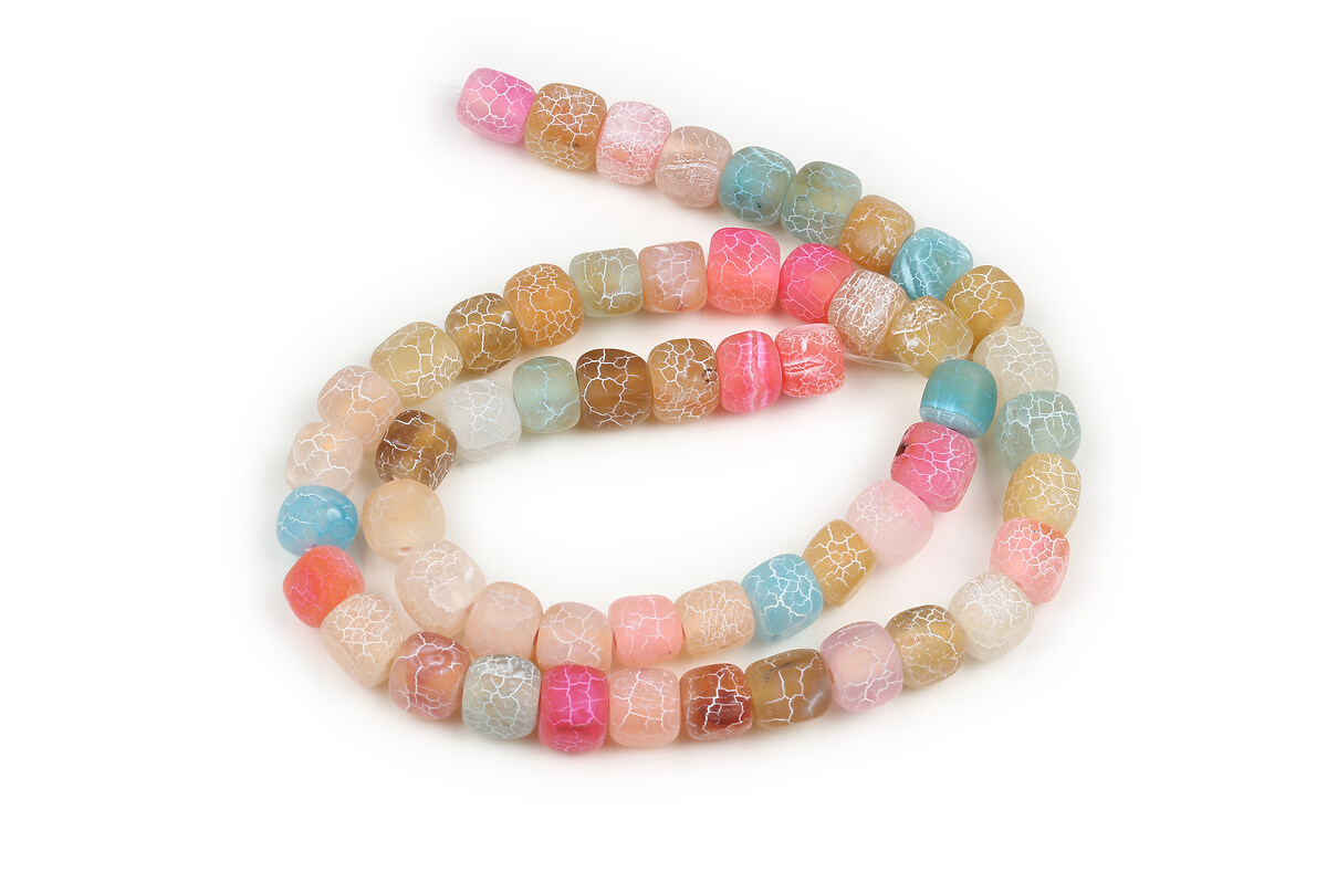 Margele agate frosted (mat) cub 7-9x6,5-8mm (sirag) - mix pastel