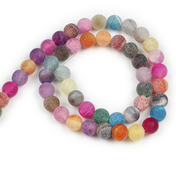 Margele agate frosted (mat) sfere 8mm (sirag) - mix