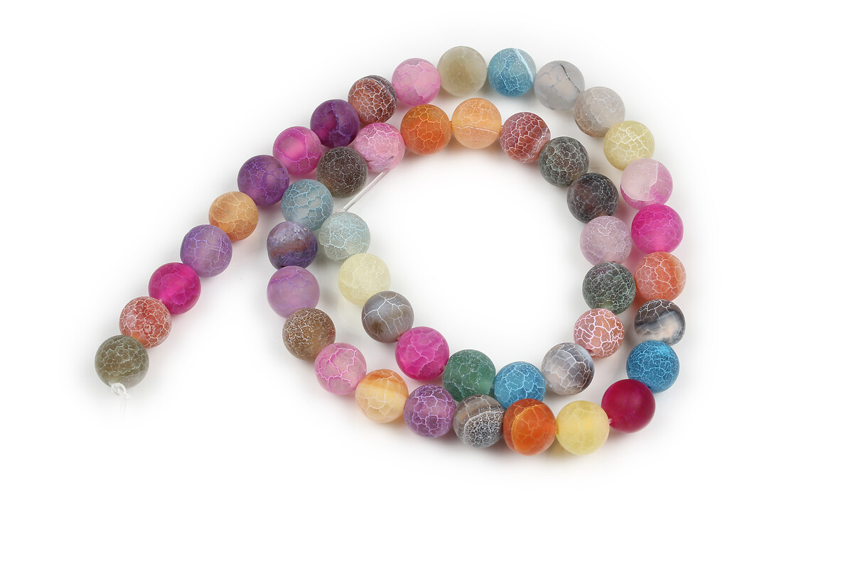 Margele agate frosted (mat) sfere 8mm (sirag) - mix