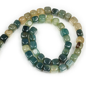 Margele agate cub 7-8x6,5-8mm (sirag) - verde