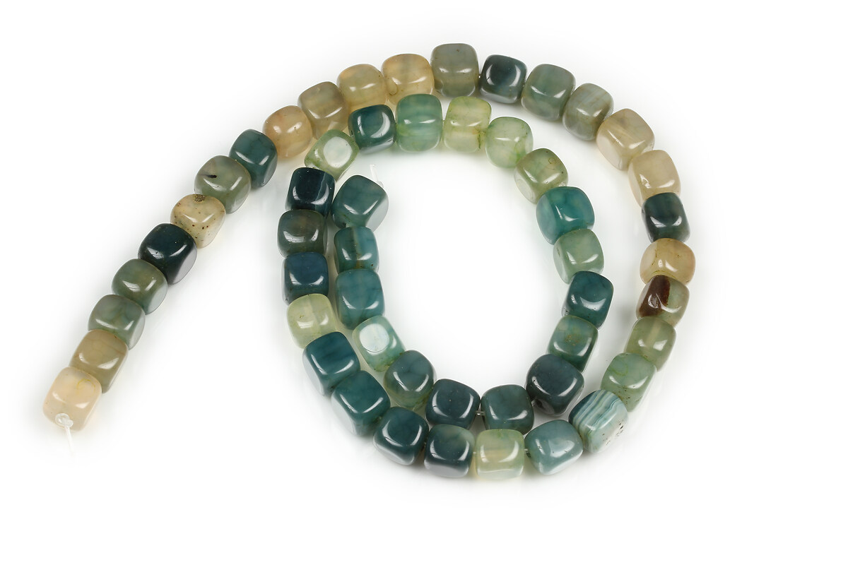 Margele agate cub 7-8x6,5-8mm (sirag) - verde