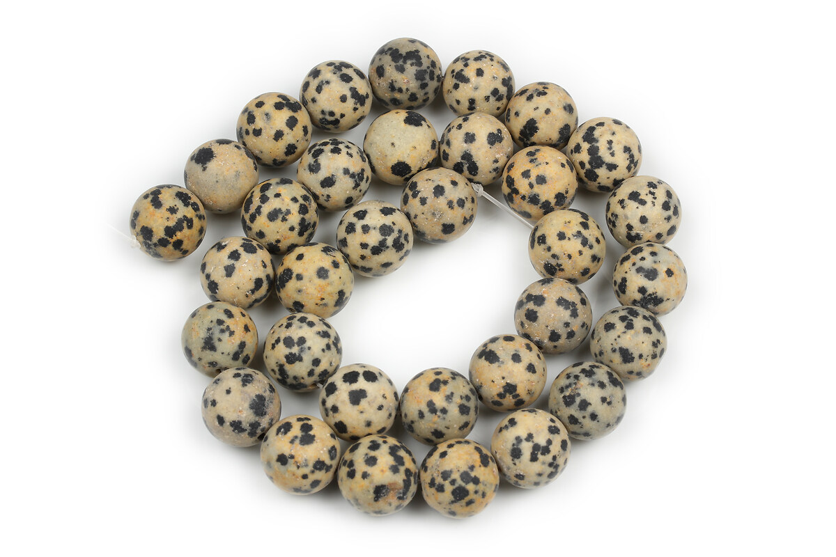 Margele jasp dalmatian frosted (mat) sfere 12mm (sirag)