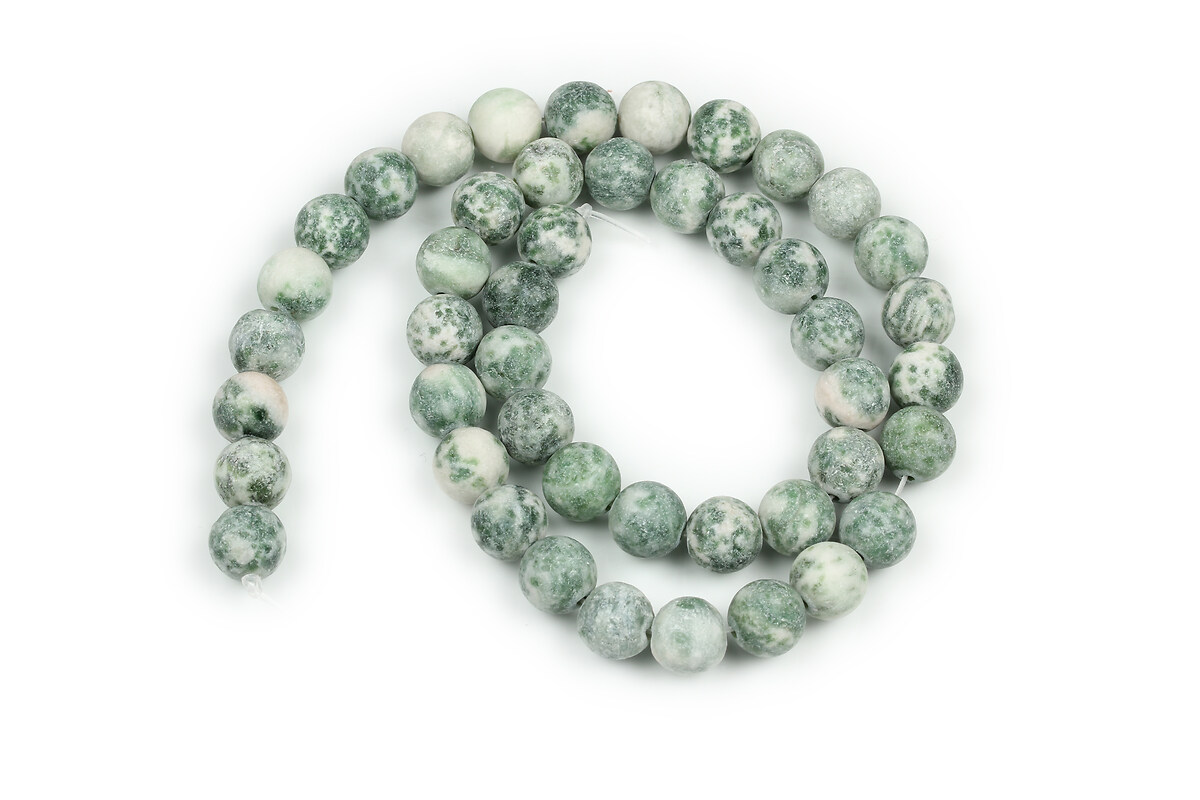 Margele Green Spot Jasper frosted (mat) sfere 8mm (sirag)