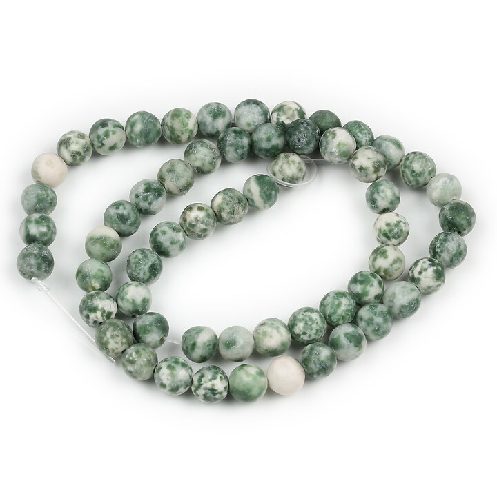 Margele Green Spot Jasper frosted (mat) sfere 6mm (sirag)