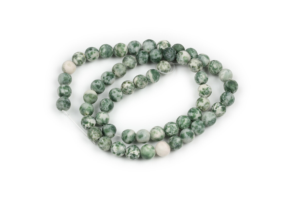 Margele Green Spot Jasper frosted (mat) sfere 6mm (sirag)