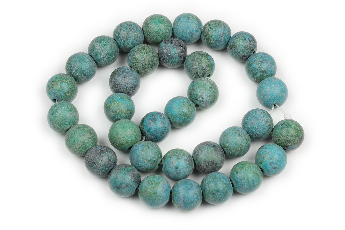 Margele chrysocolla de sinteza frosted (mat) sfere 12mm (sirag)