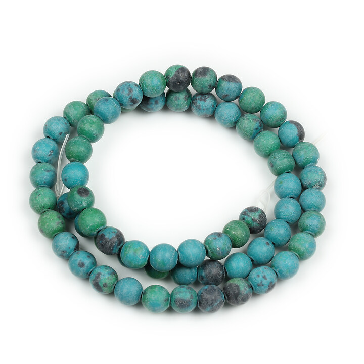 Margele chrysocolla de sinteza frosted (mat) sfere 6mm (sirag)