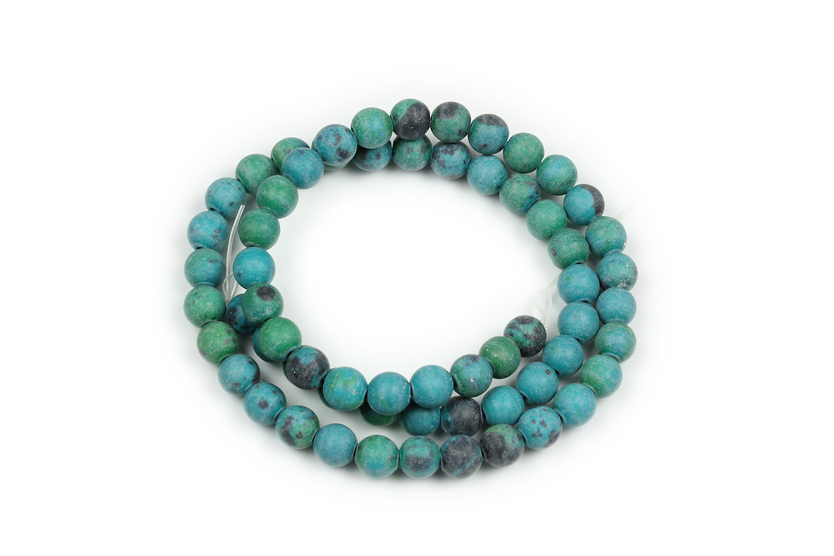 Margele chrysocolla de sinteza frosted (mat) sfere 6mm (sirag)