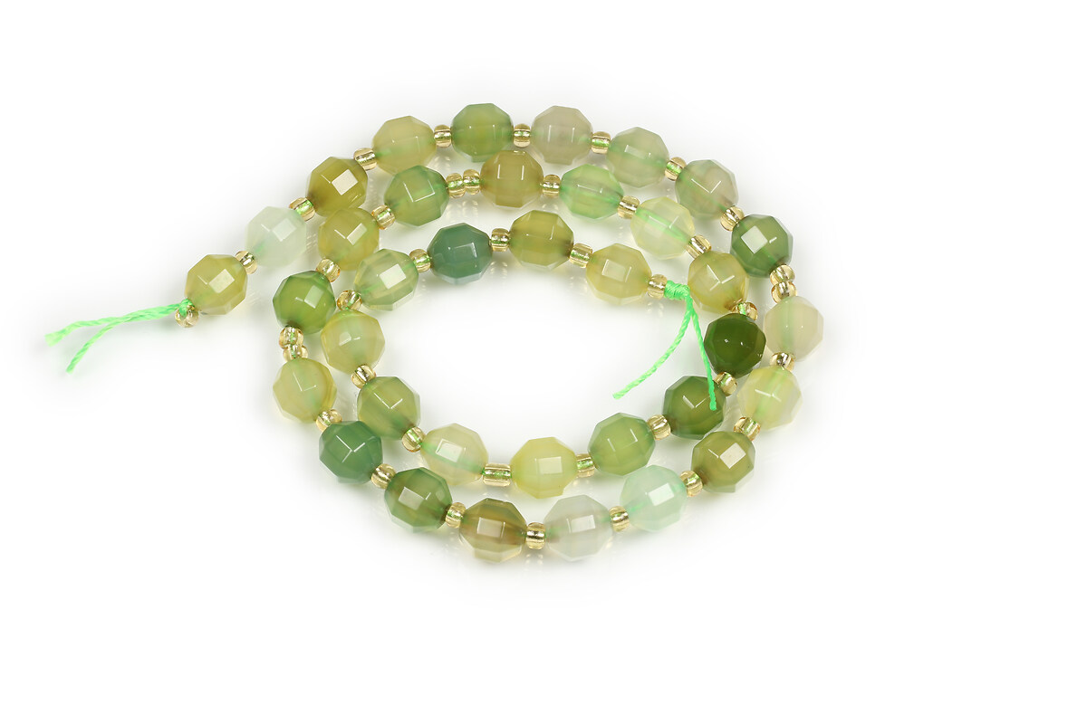 Margele agate cu fatete mari 8x7,5mm (sirag) - verde