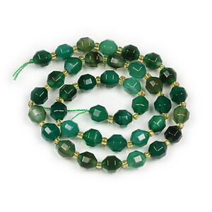 Margele agate cu fatete mari 8x7,5mm (sirag) - verde inchis