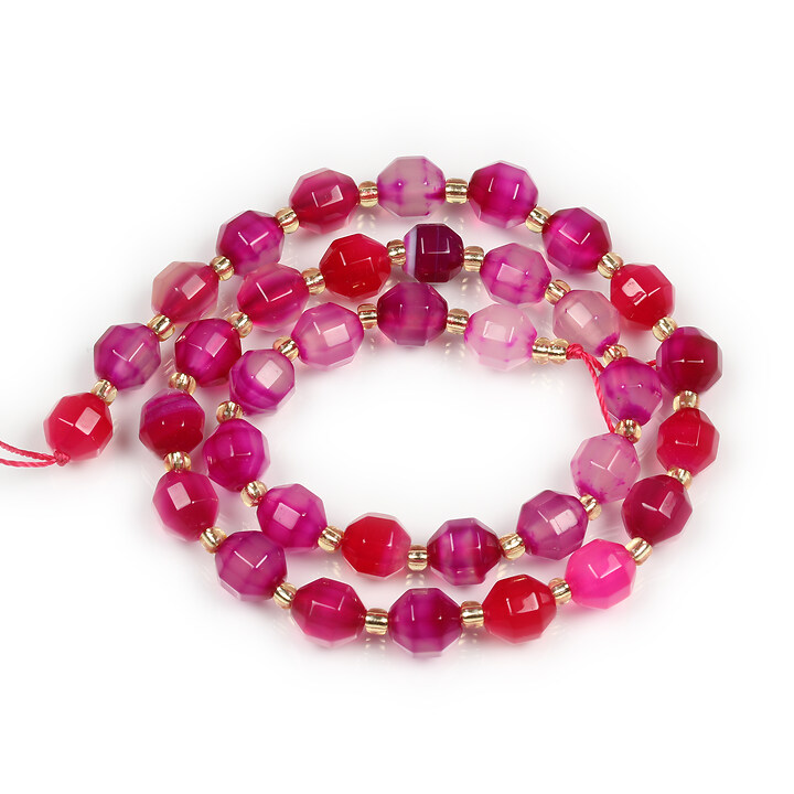 Margele agate fucsia cu fatete mari 8x7,5mm (sirag)