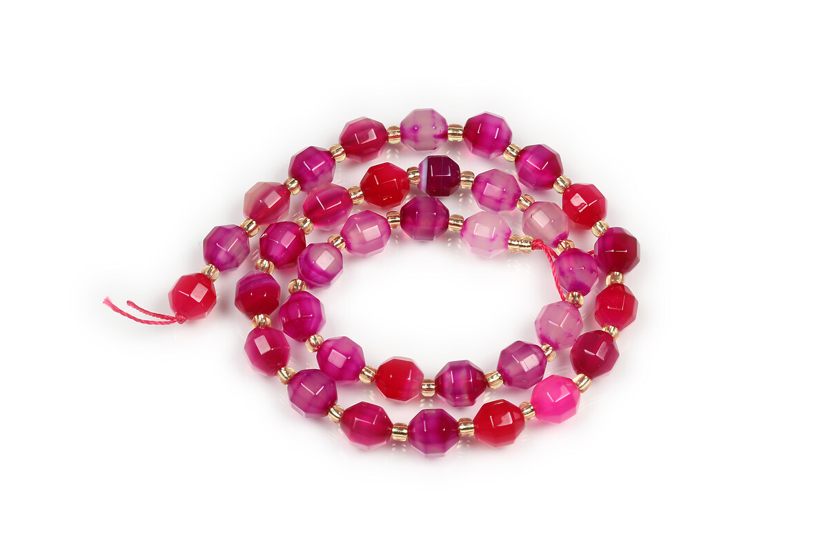 Margele agate fucsia cu fatete mari 8x7,5mm (sirag)