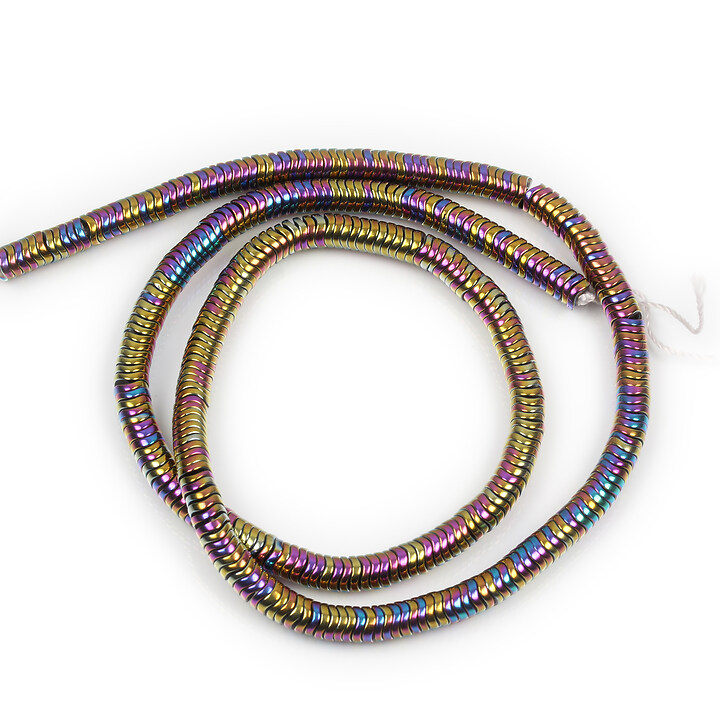 Margele hematit rondele ondulate 1,5x4mm (sirag) - placat multicolor