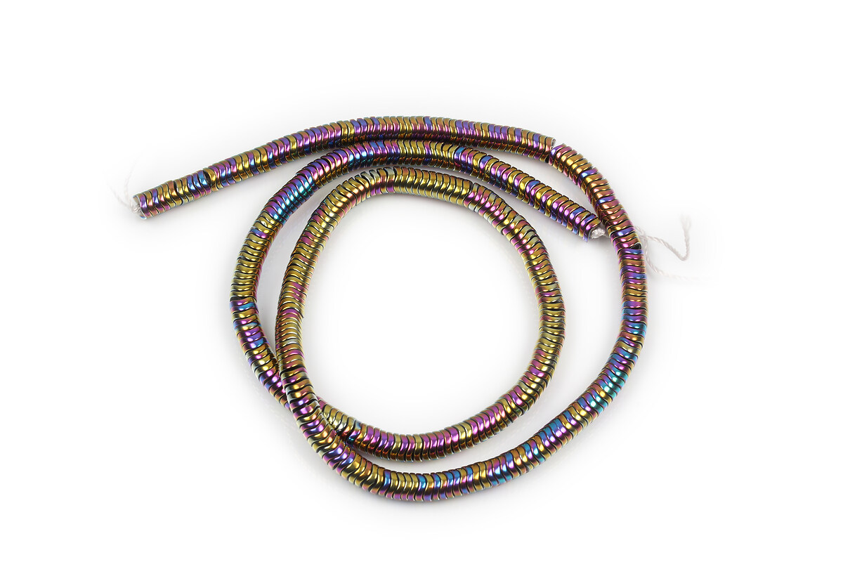 Margele hematit rondele ondulate 1,5x4mm (sirag) - placat multicolor