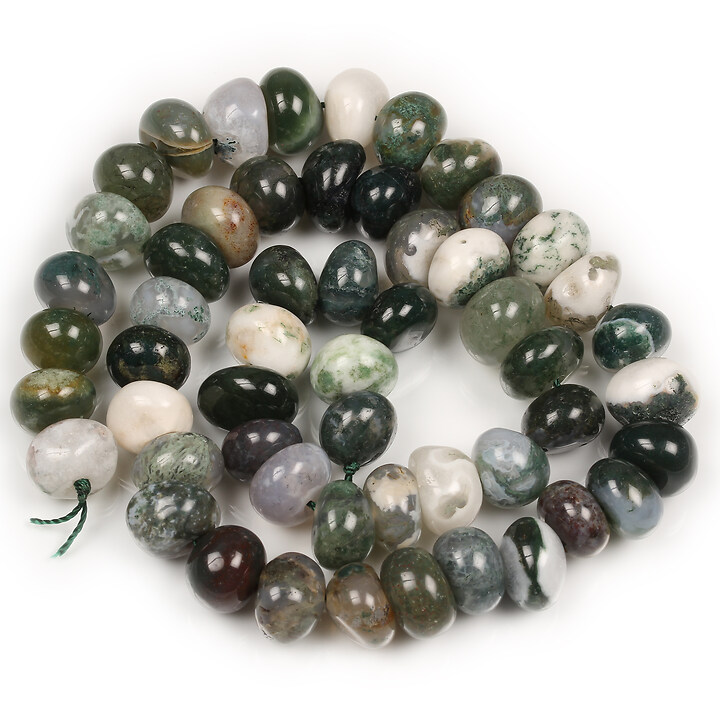 Margele moss agate nuggets 6-10x8-10mm (sirag)