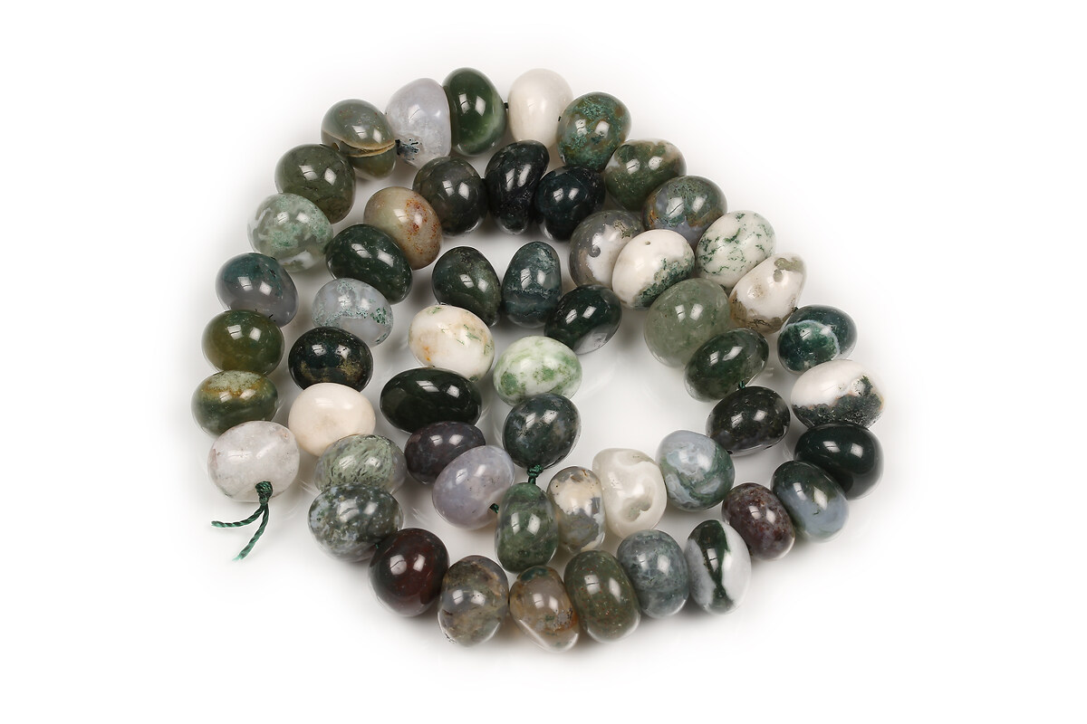 Margele moss agate nuggets 6-10x8-10mm (sirag)